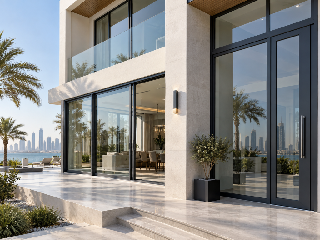 Modern aluminium doors and windows installation
