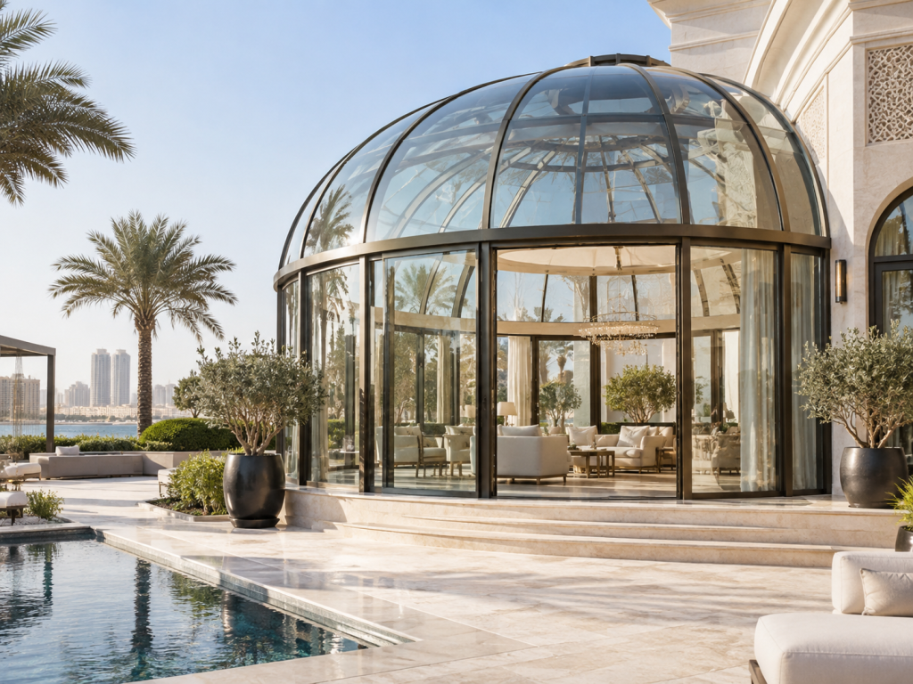 Custom glass dome and villa glass work