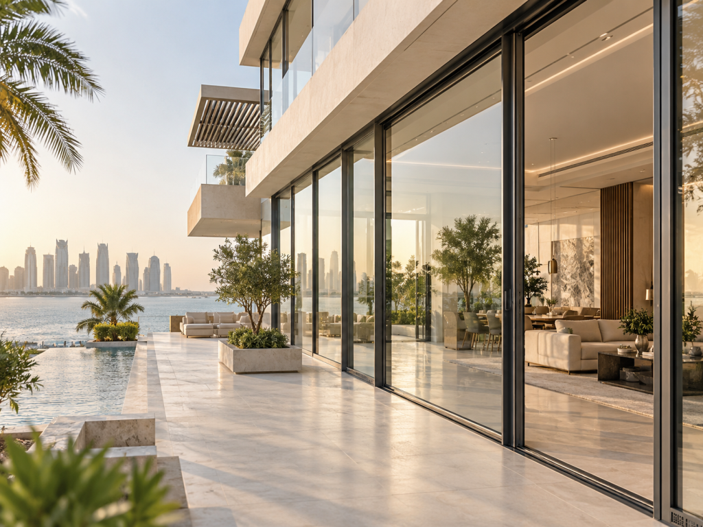 Luxury glass and aluminium villa exterior