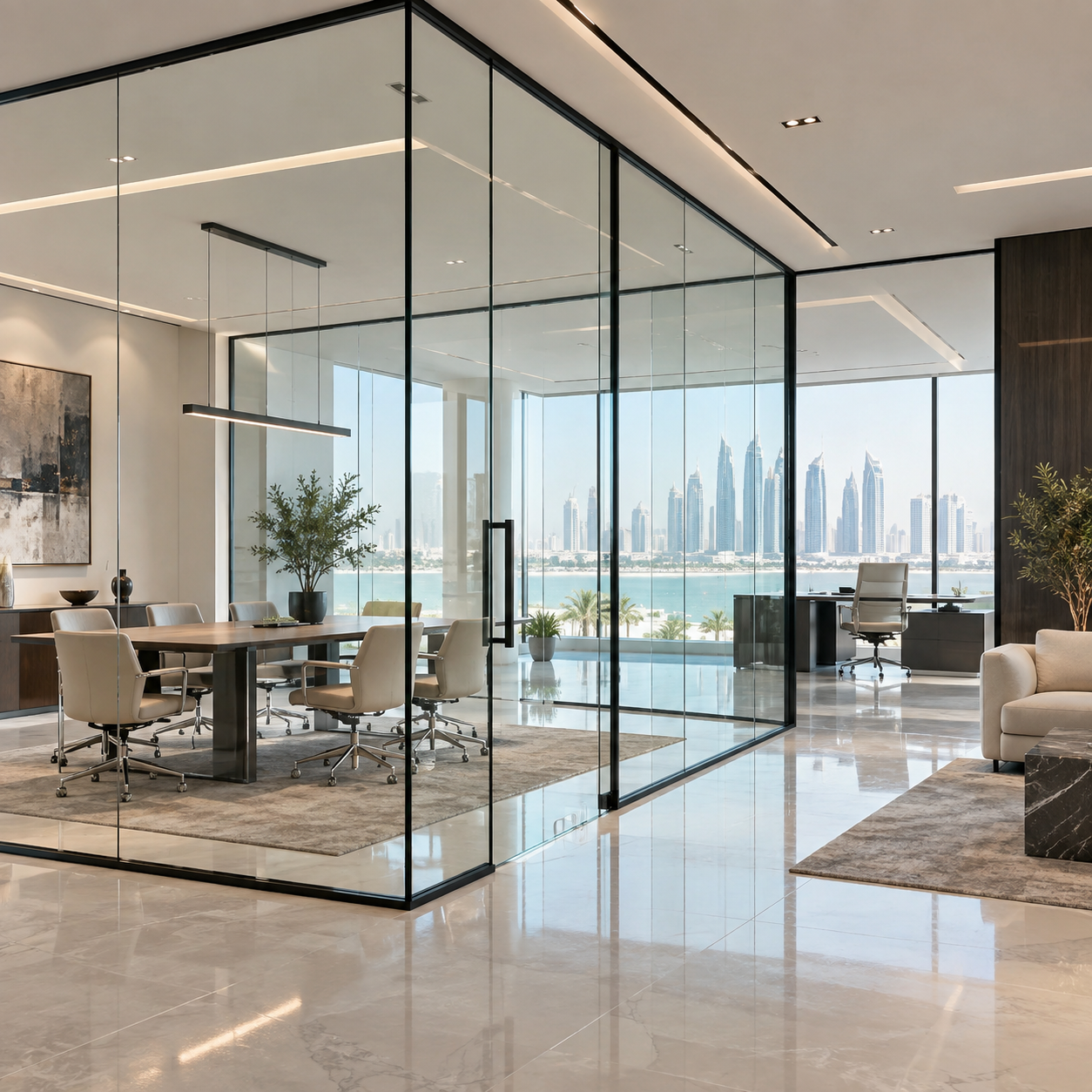 Glass partitions for offices and shops