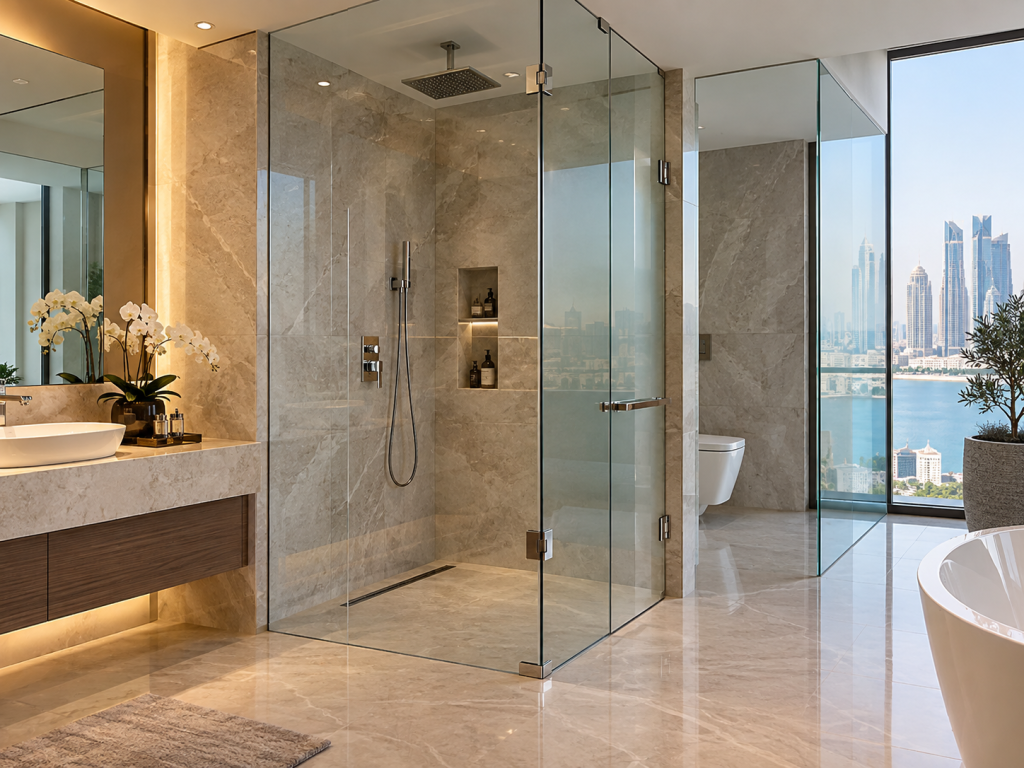 Luxury shower glass installation